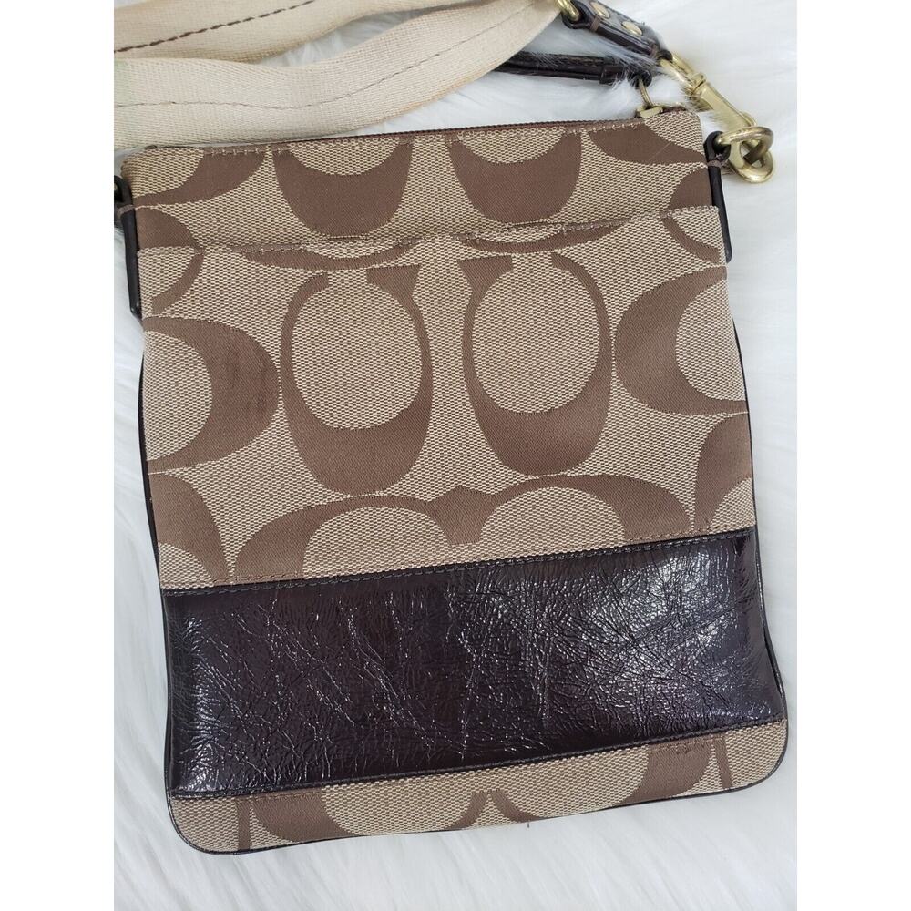 Coach Signature Swingpack Crossbody Bag 41644 Jacquard Leather Shoulder Purse - Picture 3 of 5